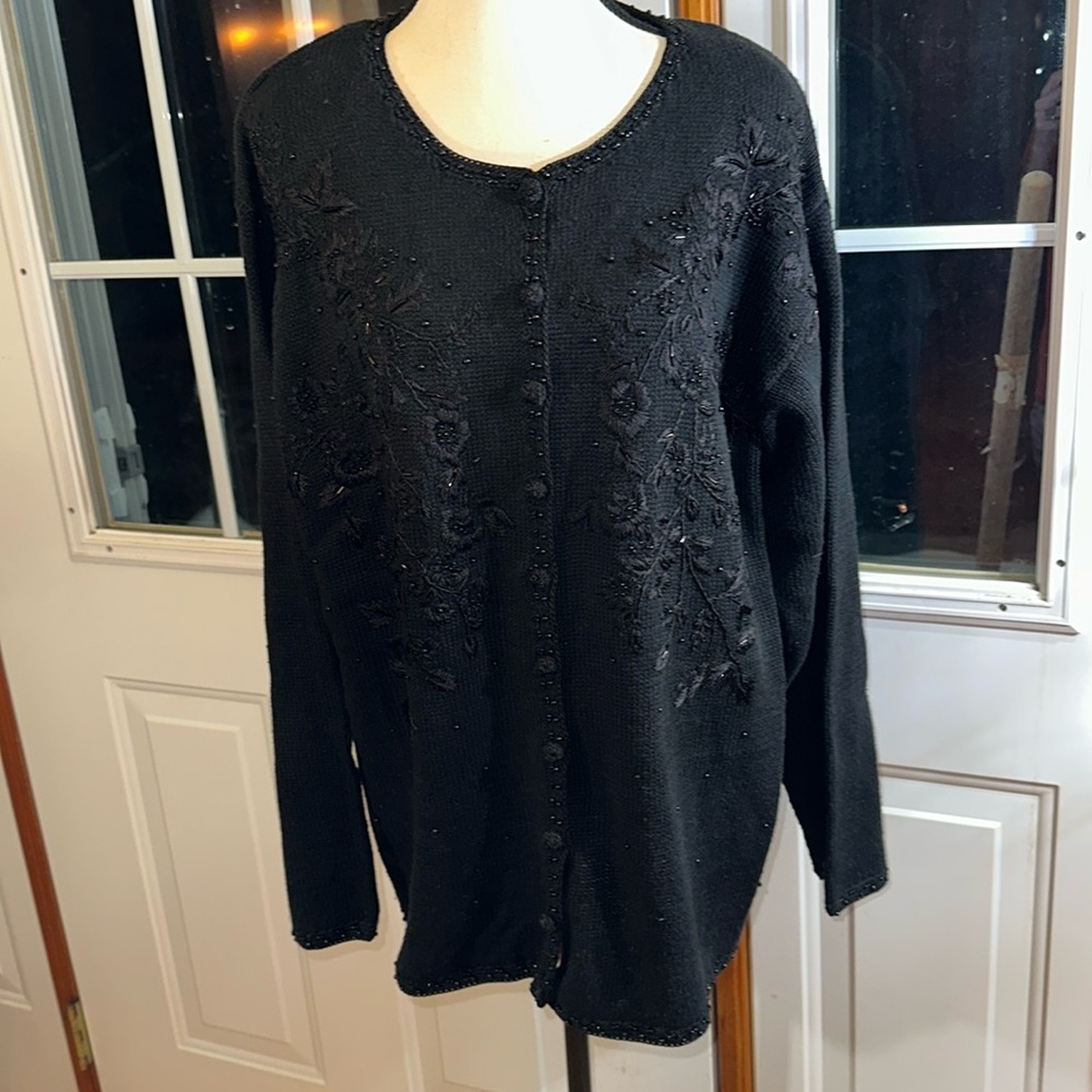 Tiara Cardigan with Floral Beaded Embroidery
